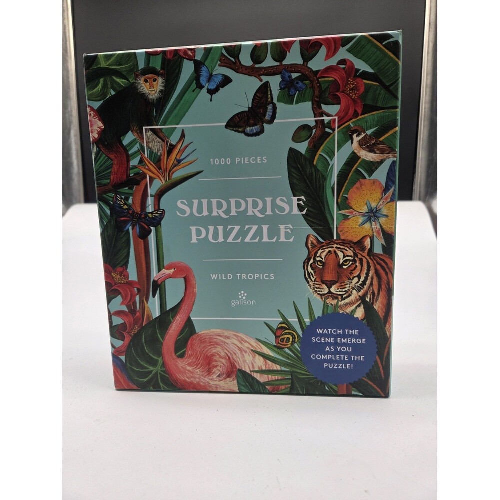 Galison 'Wild Tropics' 1000 Piece Surprise Jigsaw Puzzle. Animals, Plants